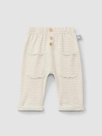 Pantalon pull-up  rayures en coton