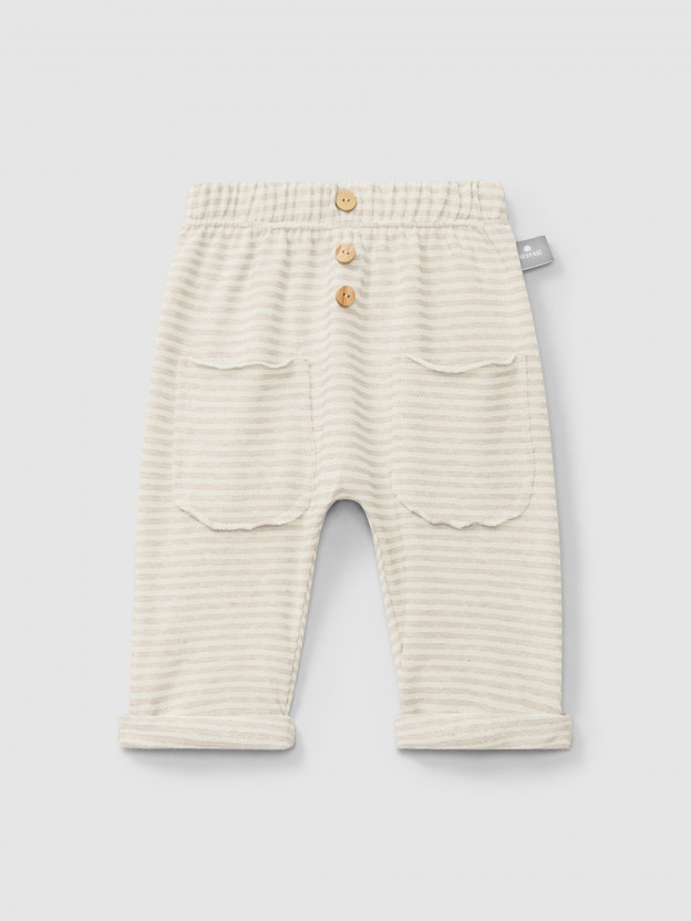 Pantaln pull-up de algodn a rayas