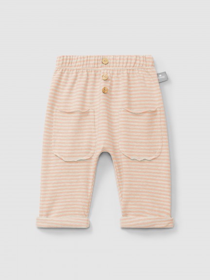 Cotton striped pull-up pants