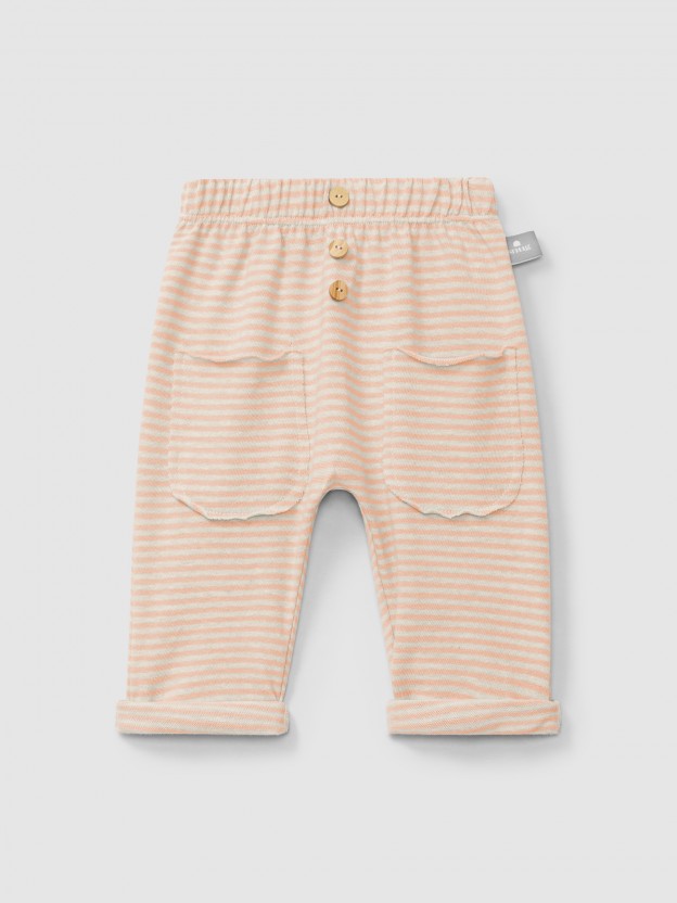 Pantalón pull-up de algodón a rayas Pantalón pull-up de algodón a rayas