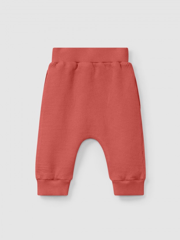 Pantaln pull-up en punto gofre