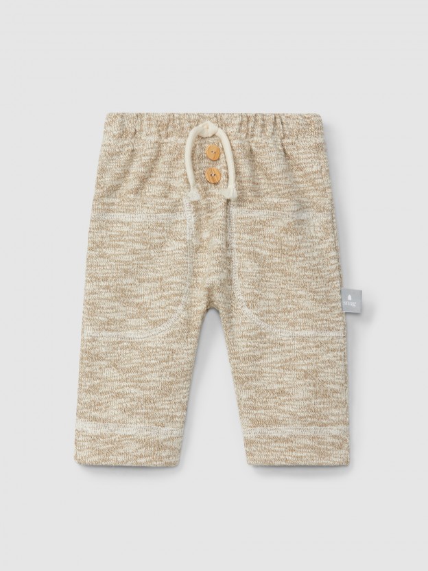 Jersey knit-effect pull-up pants