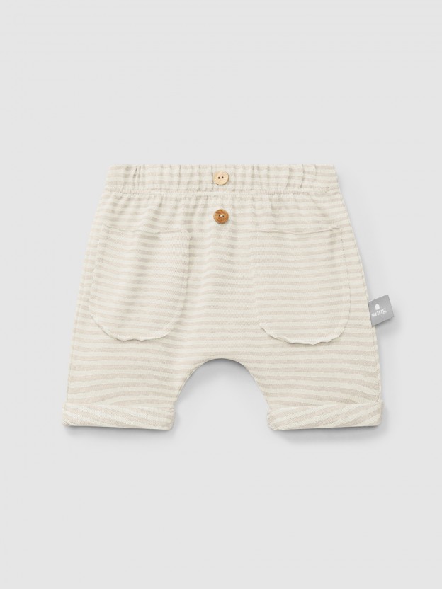 Short à rayures en coton Short à rayures en coton