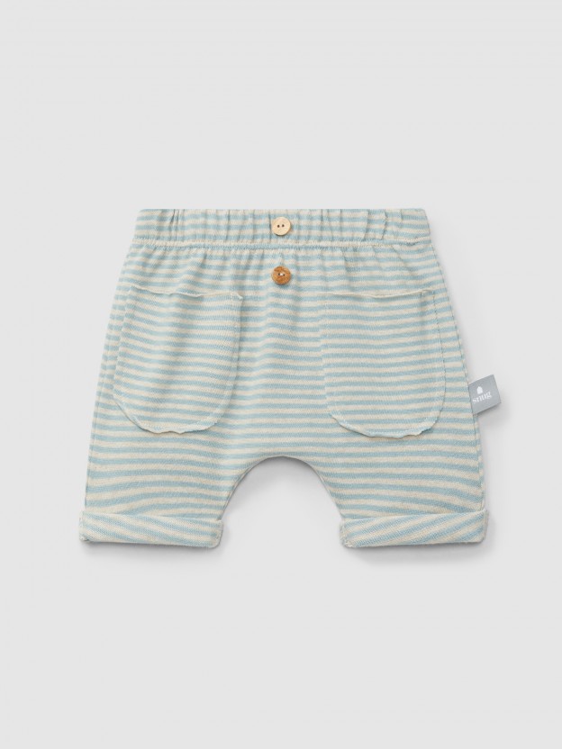 Short  rayures en coton