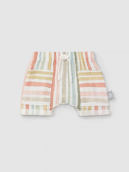 Pantaln Corto pull-up a rayas multicolor