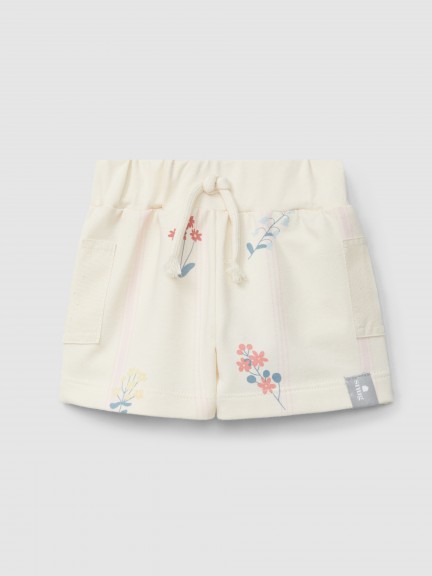 Printed plush pull-up shorts