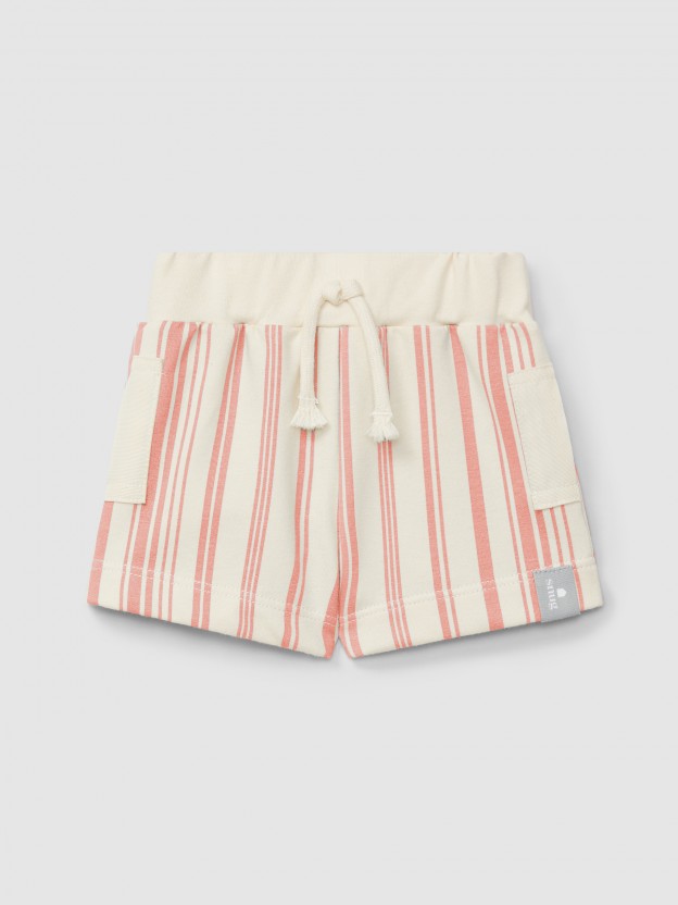 Pantalón Corto pull-up de felpa estampada Pantalón Corto pull-up de felpa estampada