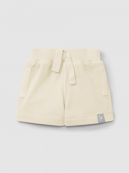 Waffle weave pull-up shorts