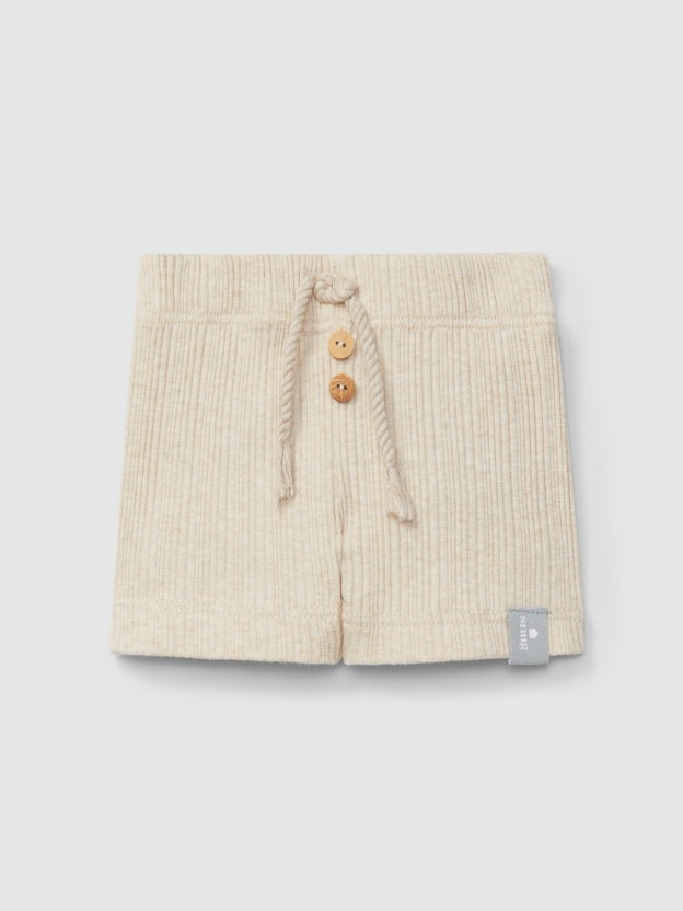 Ribbed jersey pull-up shorts