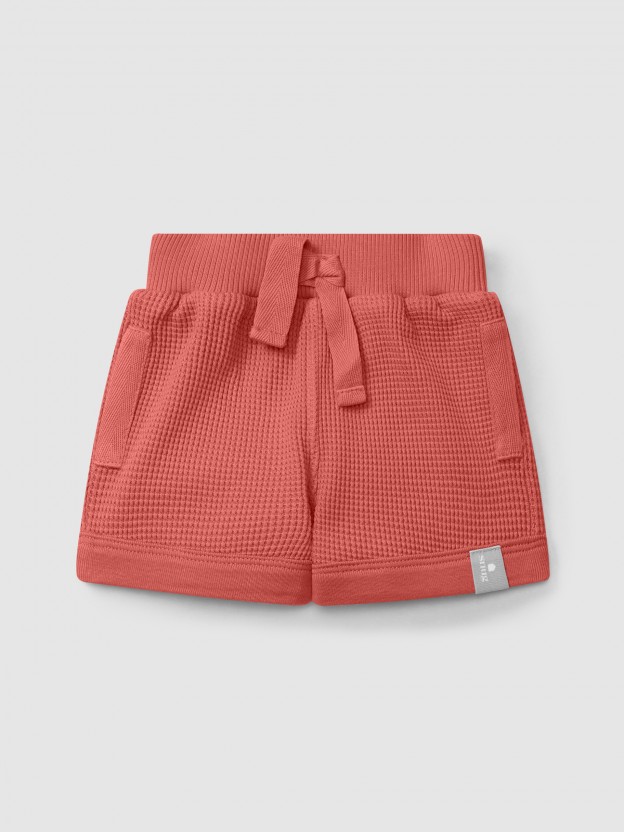 Pantaln Corto pull-up en punto gofre