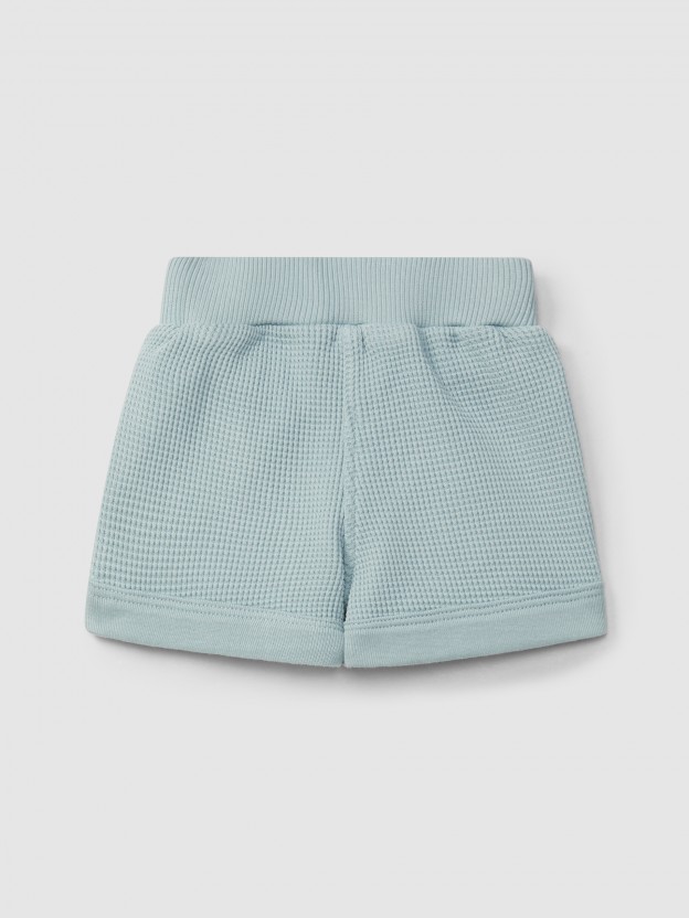 Pantalón Corto pull-up en punto gofre Pantalón Corto pull-up en punto gofre