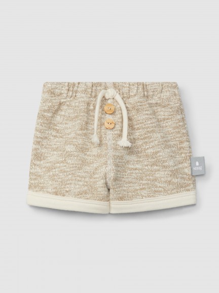Jersey knit-effect pull-up shorts