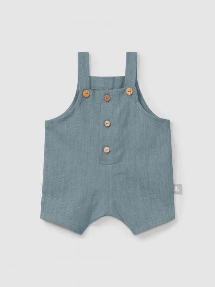 Plain dungaree shorts in linen with cotton