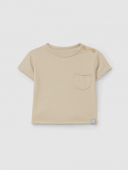 T-shirt com bolso lisa