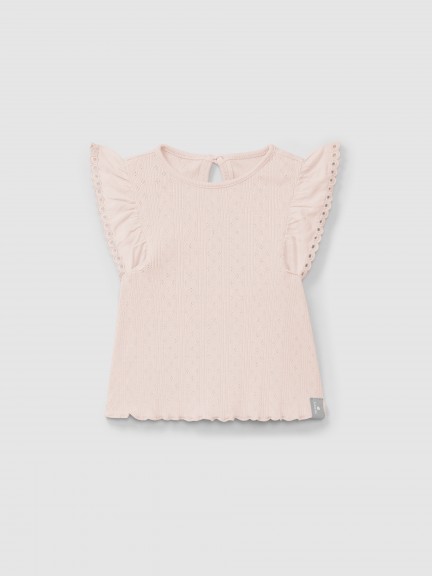 Top ajour  manches  volant broderie anglaise