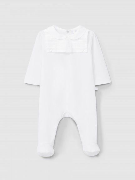 Babygrow with ribbed detail and round collar