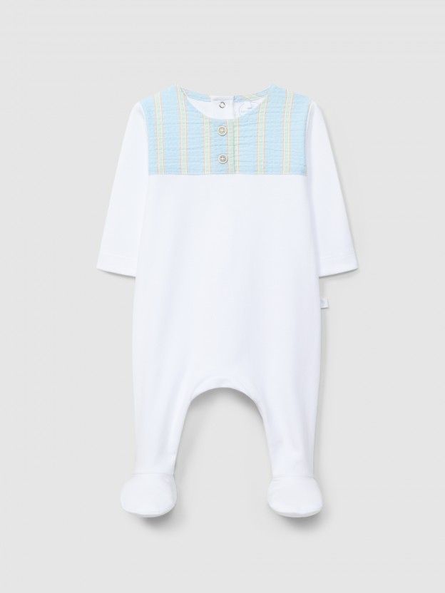 Babygrow seersucker multi-coloured stripes Babygrow seersucker multi-coloured stripes