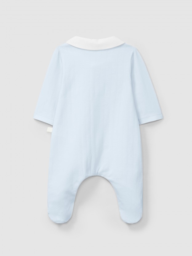 Babygrow rayures en relief avec des boutons dcoratifs sur le devant