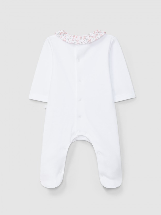 Babygrow gola de folho flores delicadas