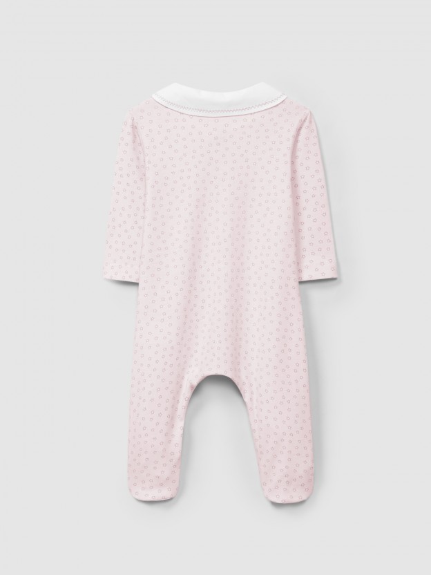 Babygrow round collar star print