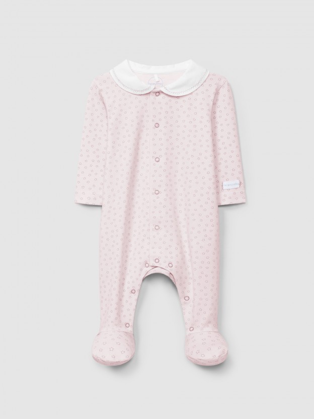 Babygrow round collar star print