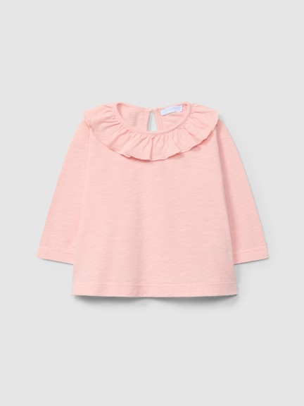 Longsleeve lisa com gola de folho