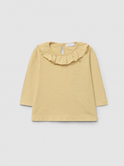 Longsleeve lisa com gola de folho