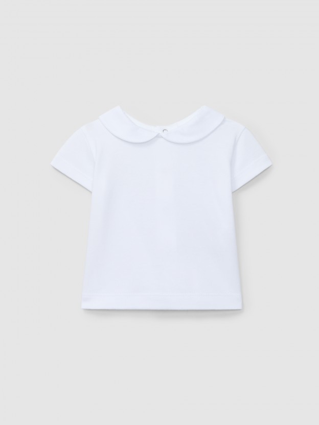 Camiseta manga corta cuello peter pan
