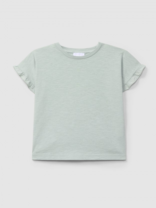 Camiseta con detalle de volante en las mangas