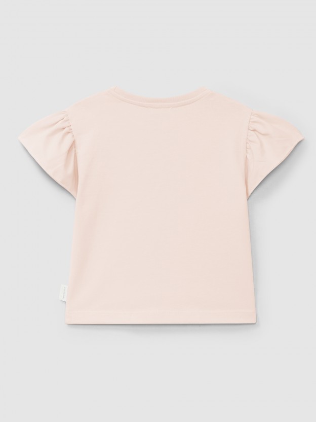 T-shirt com aplicação de flor em relevo T-shirt com aplicação de flor em relevo