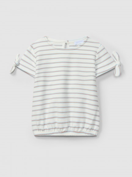 T-shirt en peluche  rayures multicolore
