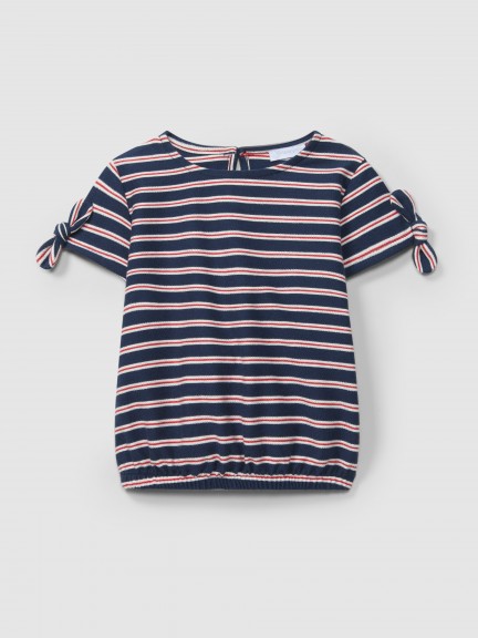 T-shirt in multi-coloured striped plush