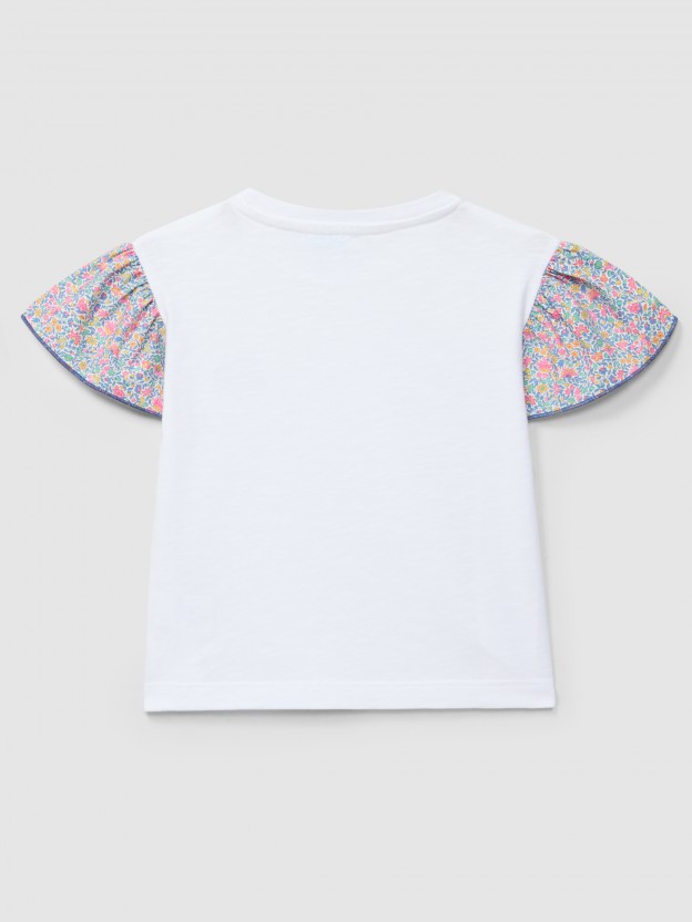 T-shirt "you are sweet" mangas de folho tecido Liberty