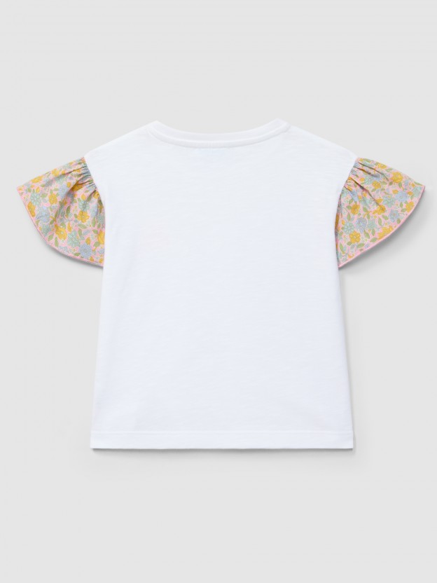 T-shirt "you are sweet" Liberty fabric ruffled sleeve T-shirt "you are sweet" Liberty fabric ruffled sleeve