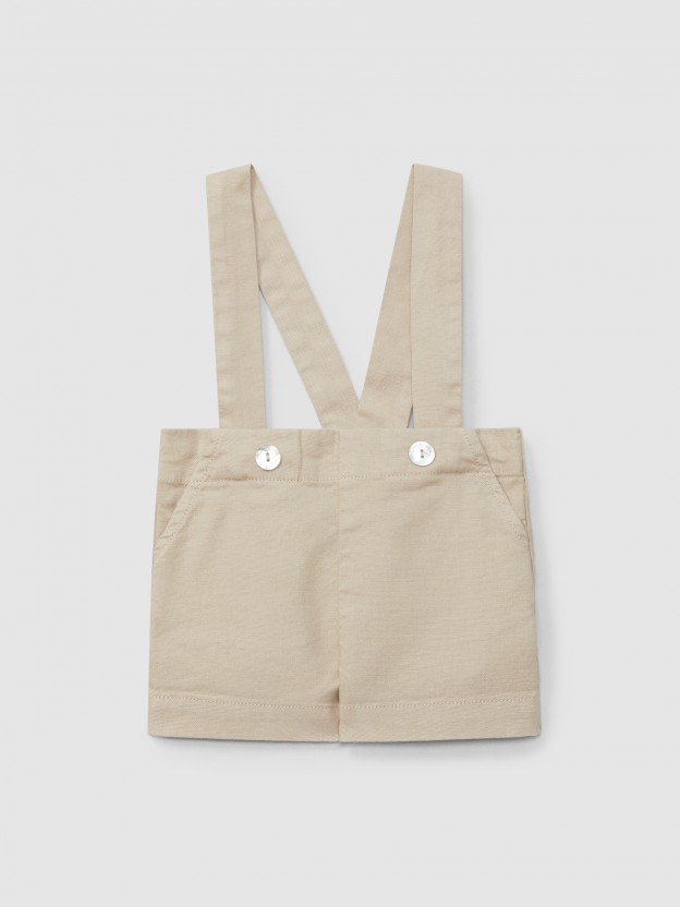 Canvas shorts with suspenders