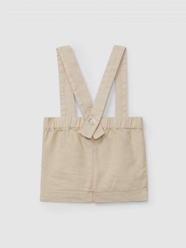 Canvas shorts with suspenders