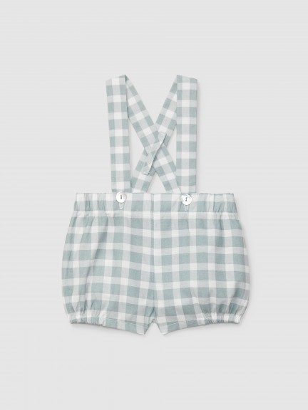 Shorts with suspender straps plaid
