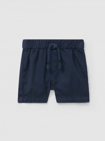 Pantaln corto pull-up en sarga lisa