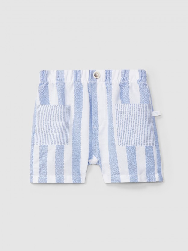 Pull-up shorts striped Oxford fabric Pull-up shorts striped Oxford fabric