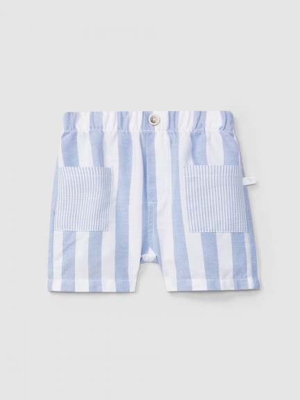 Pull-up shorts striped Oxford fabric