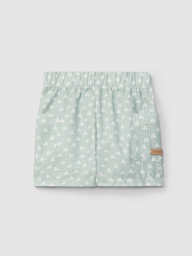Pull-up shorts seersucker printed Pull-up shorts seersucker printed