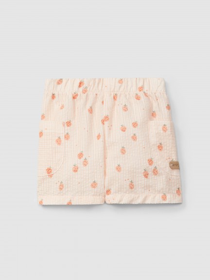 Pull-up shorts seersucker printed