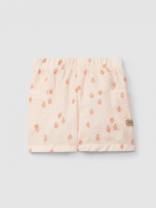 Pull-up shorts seersucker printed