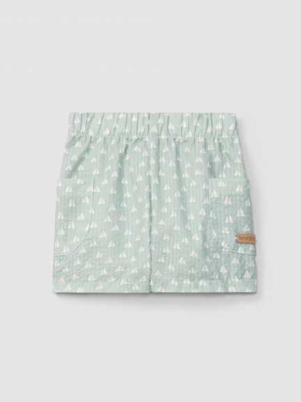 Pull-up shorts seersucker printed