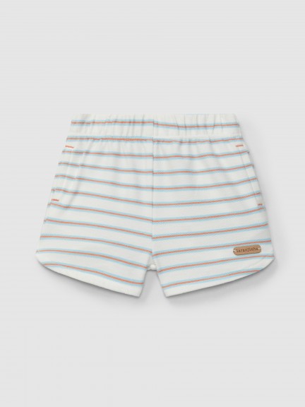 Short pull-up en peluche  rayures multicolore