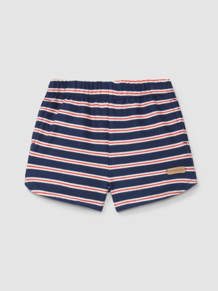 Pull-up shorts in multi-coloured striped plush