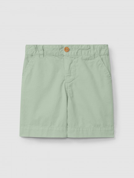 Pantaln corto en sarga lisa con cuatro bolsillo