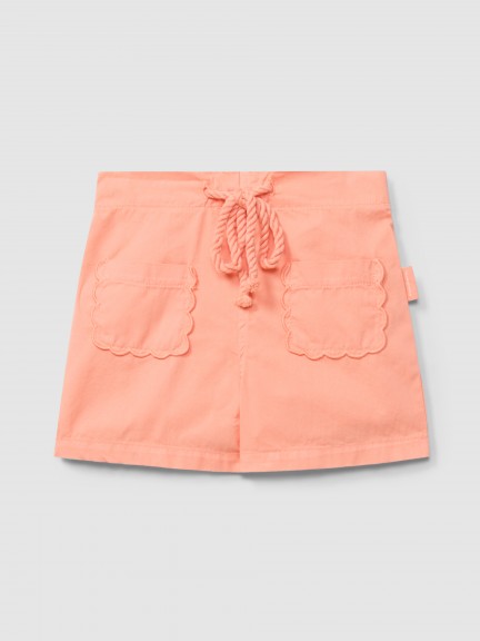Plain twill pull-up shorts