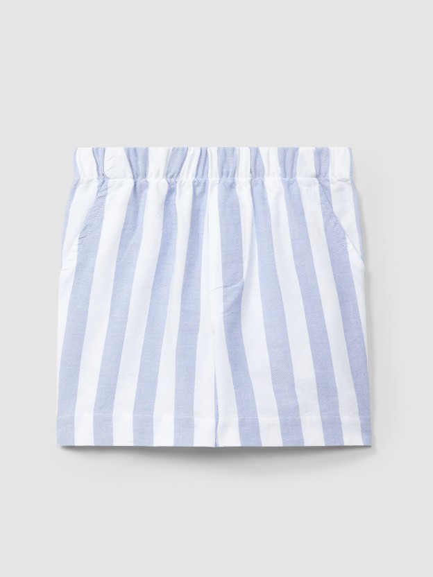 Pull-up shorts in striped Oxford fabric
