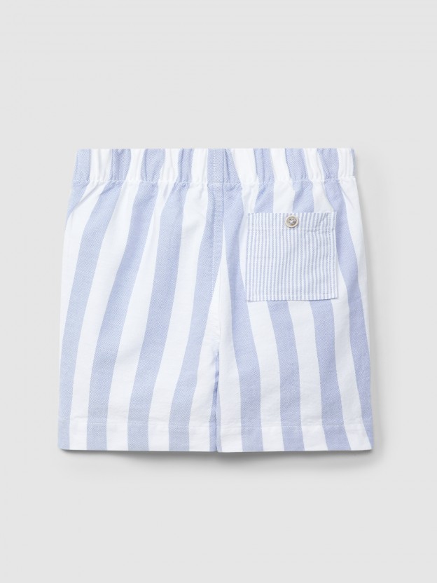 Pull-up shorts in striped Oxford fabric